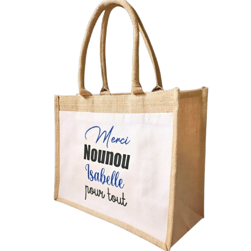 Sac en jute - Modèle Merci Nounou