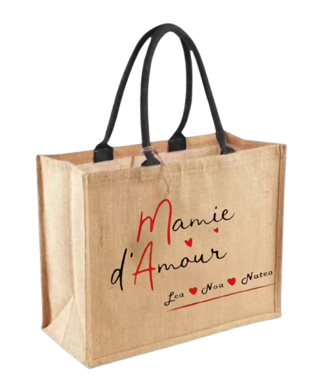 Sac en jute - Modèle Mamie d'amour
