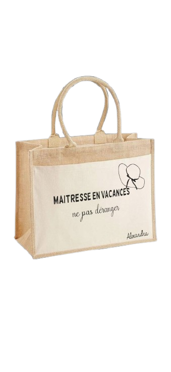 Sac en jute - Modèle Maitresse en vacances